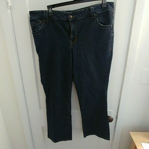 Dark blue boot cut jeans, size 22
